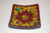 Plato pequeño flor roja y amarilla